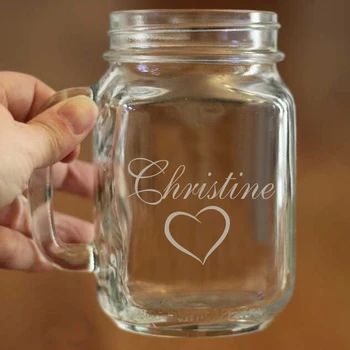 

Fashion Beverage Container Custom Name with Heart Wedding and Significant Event Supplies Personalized Mason Glass Jars for Lover
