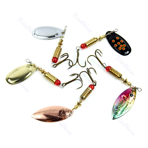 

F85 New 5pcs/lot 6g Fishing Dish Lures Treble Hook Spinner Paillette Bait New