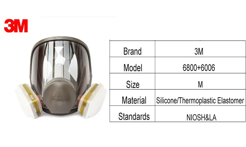 3 м 6800+ 6006 Полнолицевая маска многоразовые респиратор фильтр защиты маски Анти-Мульти кислых газов и органических паров R82404