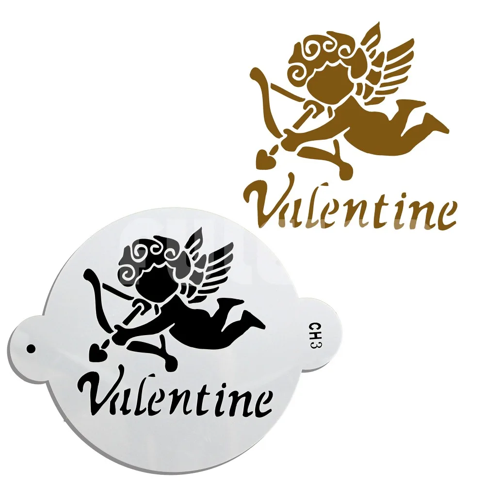 24.6cm (9.68 in)PET Valentine Cupid shape cake stencil kitchen accessories pastry baking top pattern decoration tools |