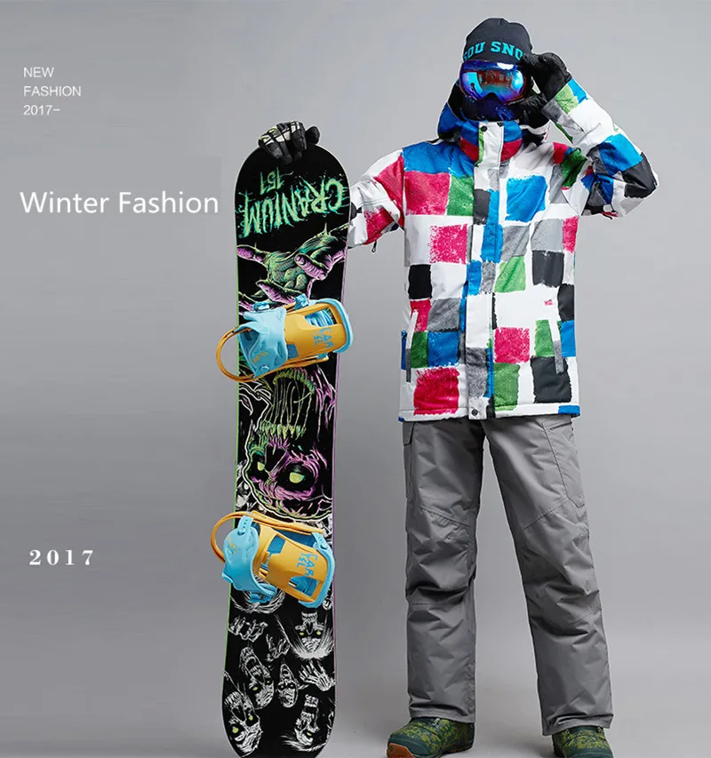 GSOU Снежный бренд зимний лыжный костюм Мужская лыжная куртка Сноубординг брюки мужские лыжные комплекты Сноуборд водонепроницаемая Спортивная одежда для улицы