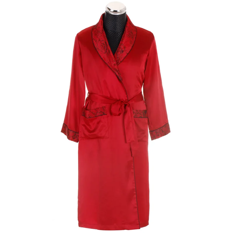 Long Bath Gown Mens Satin Robes Silk Robe Silk Rayon Men's Bathrobe