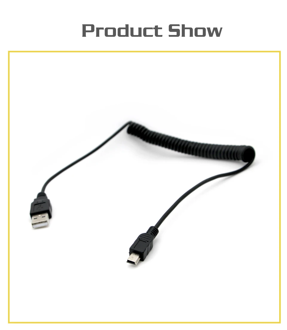 1.5m Mini USB Cable Fast Charging Data Cable For Cellular Phone Digital Camera HDD MP3 MP4 Player Tablets Spring Extension cable (12)