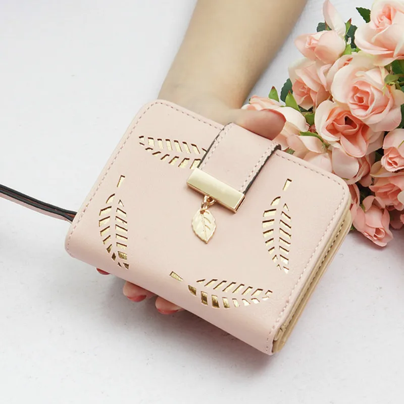 New Women Wallets Short Wallet Ladies Zipper Buckle Hollow Leaf Purse Wallet Female Women Zipper Purse Card Holder Cartera Mujer New Women Wallets Short Wallet Ladies Zipper Buckle Hollow Leaf Purse Wallet Female Women Zipper Purse Card Holder Cartera Mujer