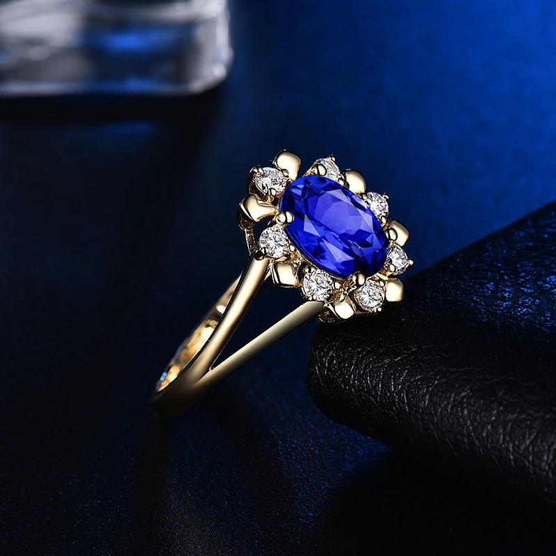Женское кольцо из желтого золота карат с танзанитом|natural tanzanite|yellow gold diamondgold natural |