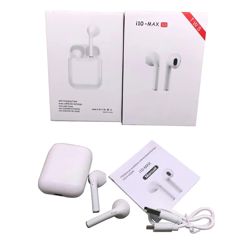 I10 TWS громкой связи Bluetooth гарнитура с микрофоном истинные беспроводные наушники Bluetooth наушники спортивные стерео наушники - Цвет: Белый