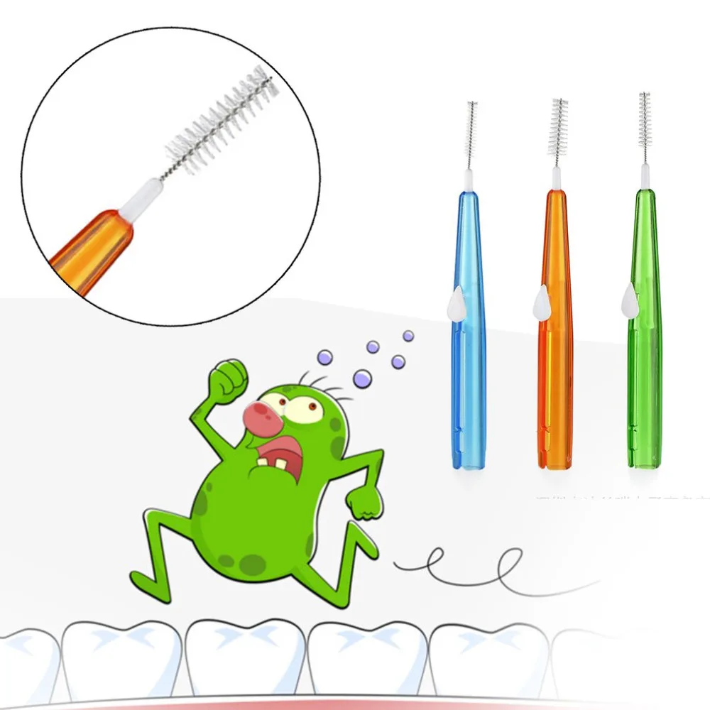 8 шт. двухтактный межзубные щетки Портативный Зубы удаления остатков нитью гигиена полости рта стоматологической помощи чистые