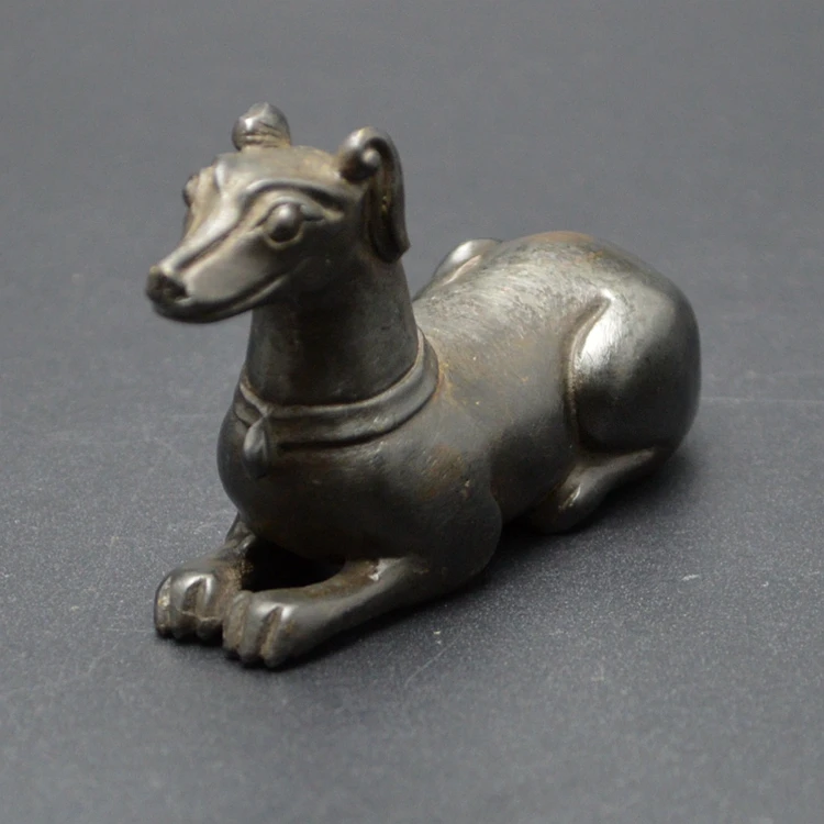 China Fengshui Brass 12 Zodiac dog Lucky Fortune Animal Lucky Statuein Statues & Sculptures
