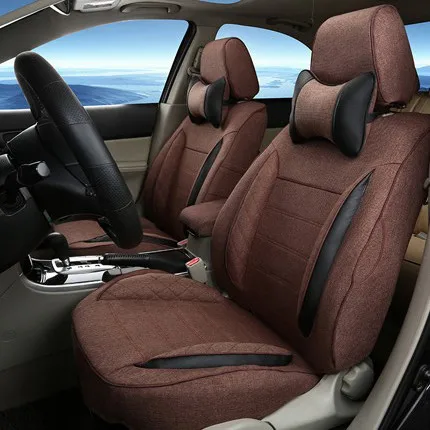 Льняные автомобильные чехлы для Lincoln Navigator, чехлы для сидений, автомобильные аксессуары, набор черных чехлов для сидений, защита для подушки - Название цвета: coffee 2