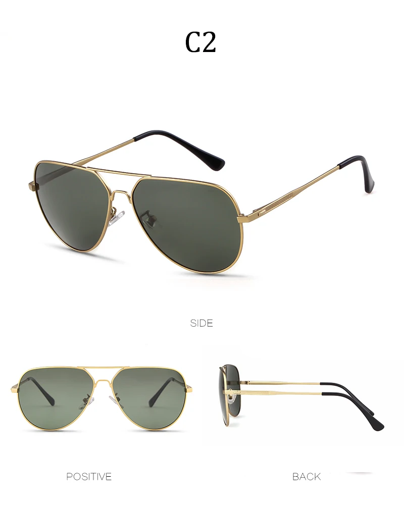 История моды пилотные очки Солнцезащитные очки Мужчины 2019 Марка дизайнерские винтажные сплава поляризованные Драйвер солнцезащитные