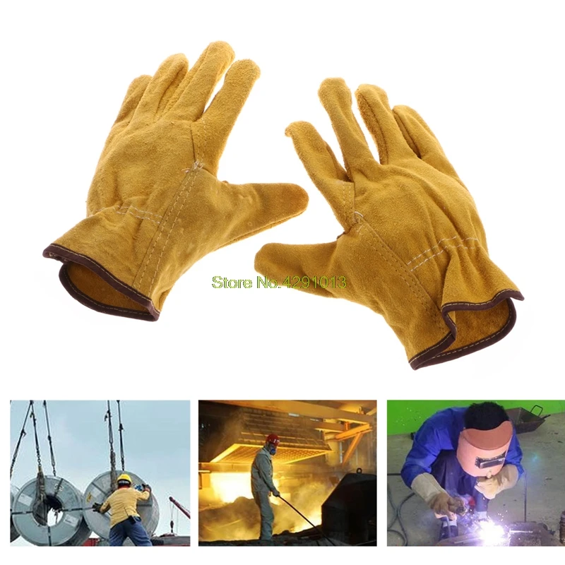 

1Pair Cowhide Safety Protective Gloves Welding Welder Work Repair Wear-Resistant Drop Shipping Support