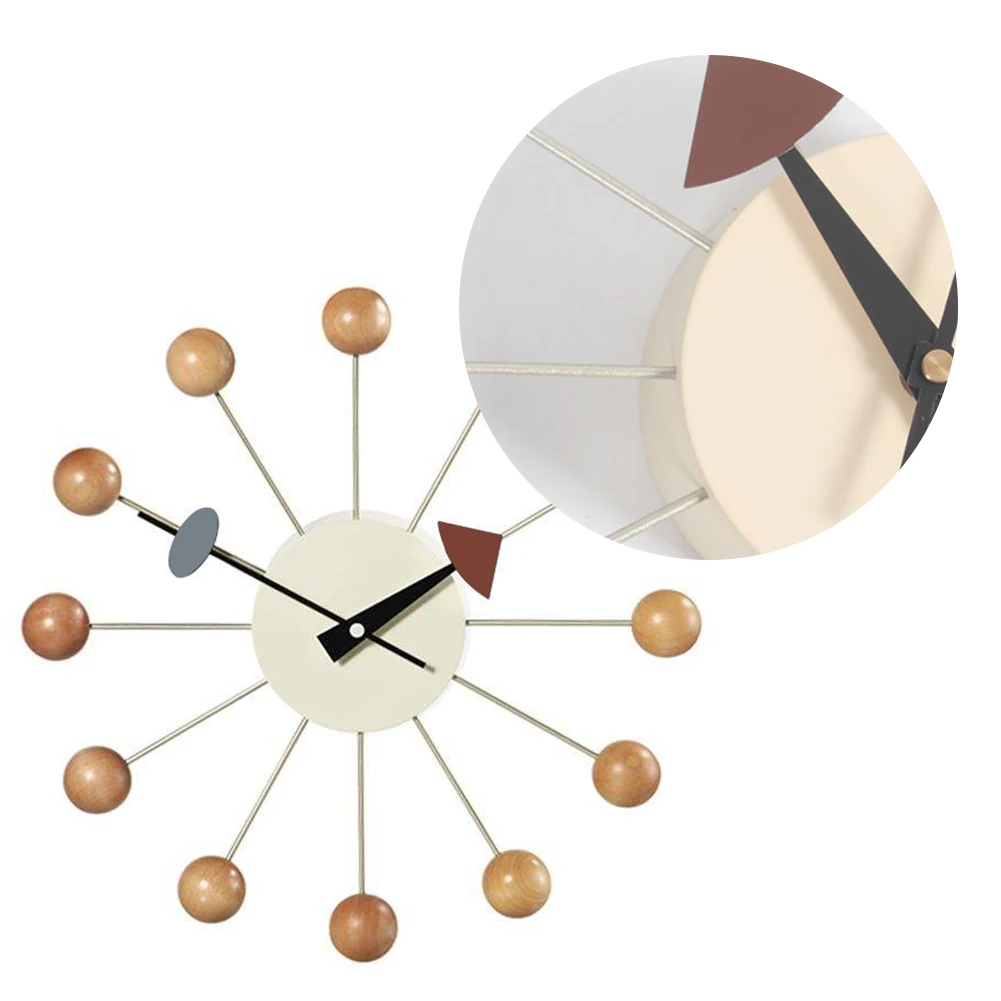 1pc Wall Clock Wooden Round Quartz Clock for Living Room Bedroom without Battery