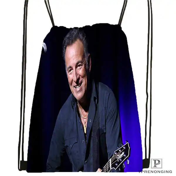 Drawstring Backpack Custom Брюс Спрингстин походная сумка на шнурке милый рюкзак для детей(черная спинка) 31x40 см#20180611-02-62 - Цвет: Drawstring Backpack