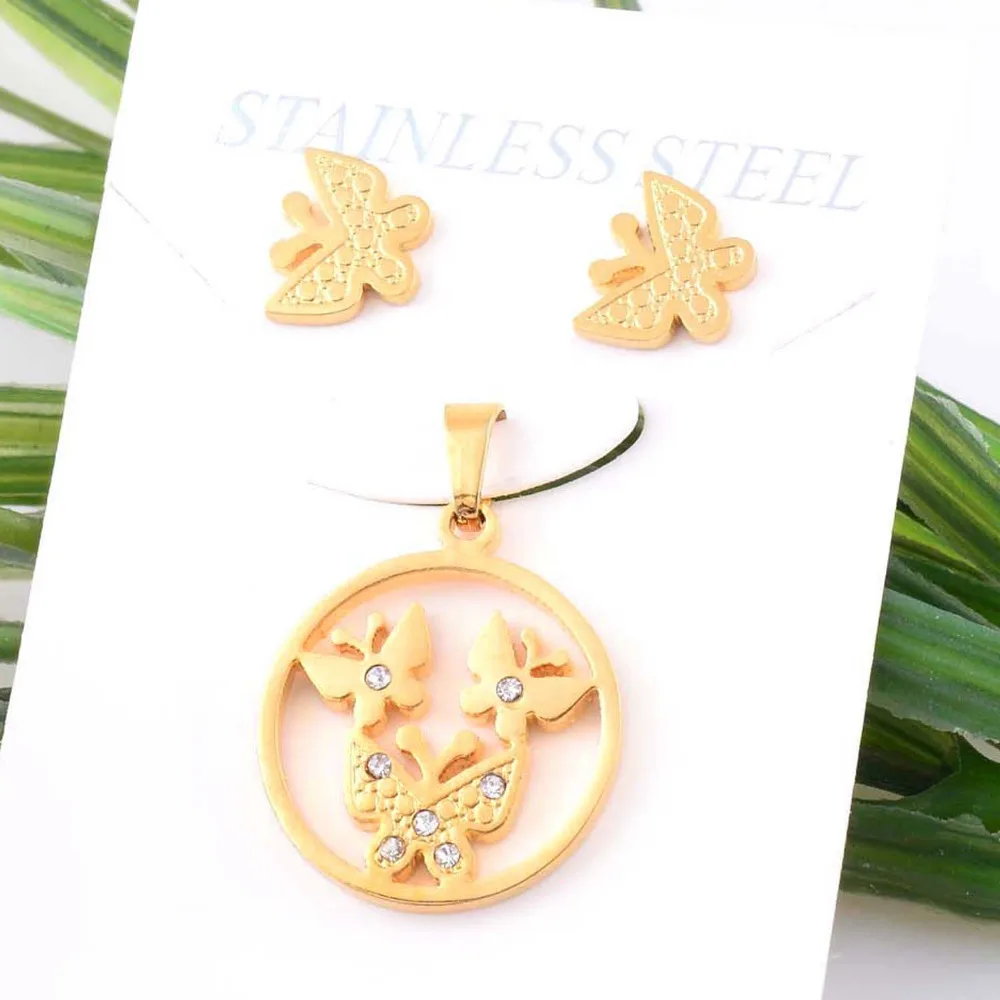 Never Fade Stainless Steel Jewelry Set High Quality Gold Color Vintage