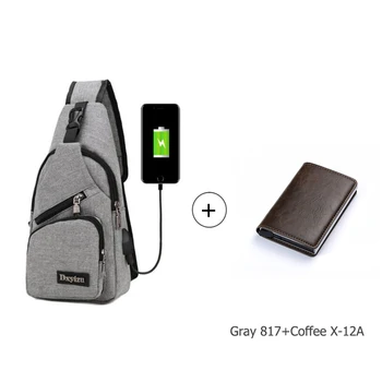 

BISI GORO 2020 New Bag Set Wallet and Bag set Polyester Casual Chest Bag Men and Women RFID PU Leather Aluminum Box Card Holder