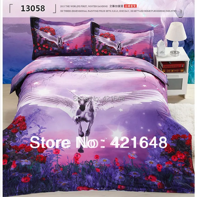 Pegasus horse 3D Unicorn Bedding bedclothes full/queen size Animal