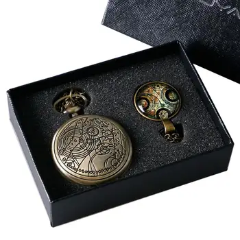 

Bronze Doctor Who Full Hunter Pendant Cool Antique Style Necklace Chain Retro Quartz Pocket Watch Gift Erkek Kol Saati Xmas Gift
