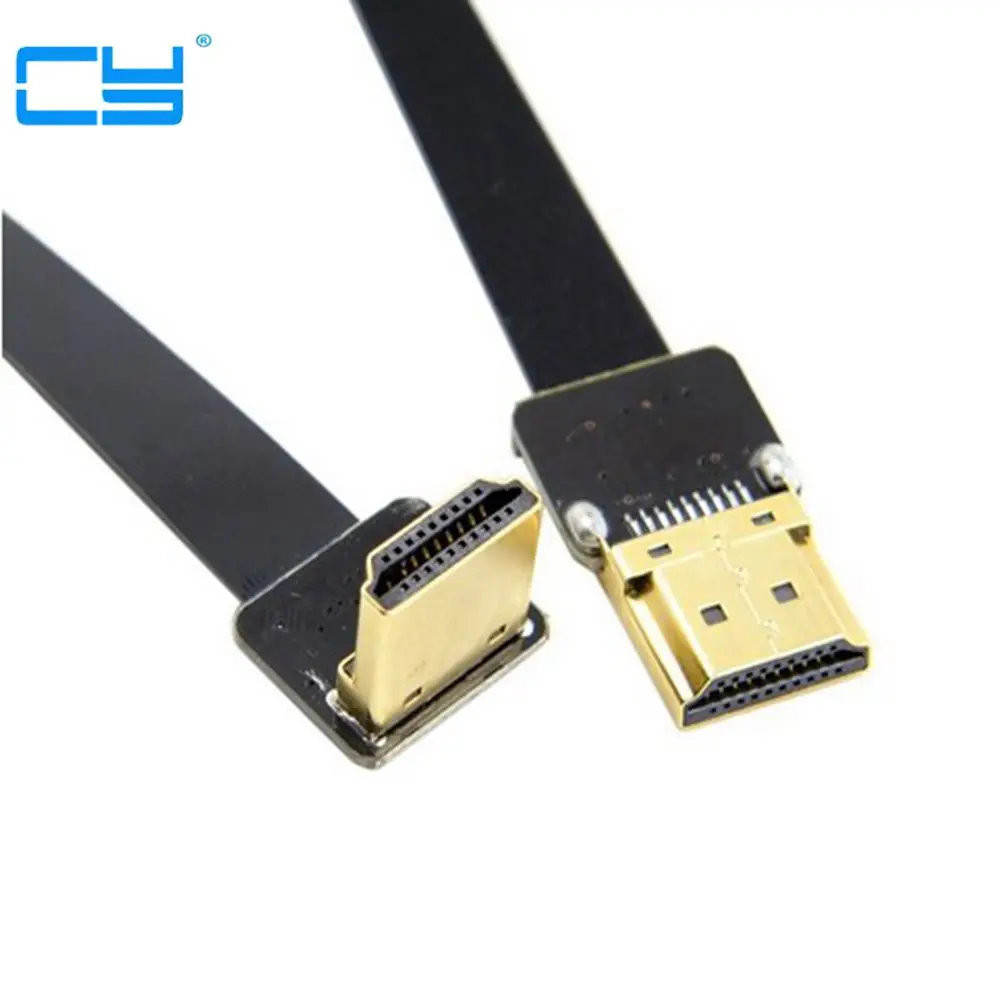0,2 M/0,5 M FPV HDMI тип A папа вниз под углом 90 градусов к HDMI Мужской HDTV FPC плоский кабель для мультикоптера аэрофотосъемки