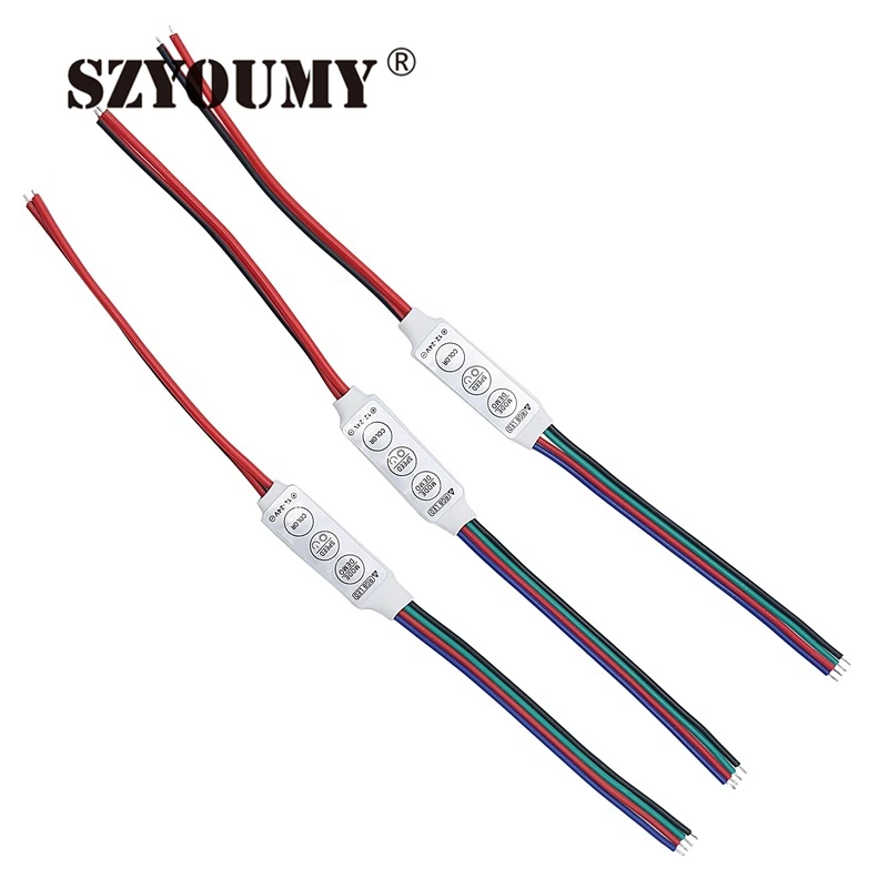 SZYOUMY 200 шт. DC 12 В мини 3 клавиши RGB LED контроллер яркости Диммер для 3528 5050 полосы или