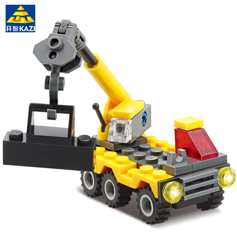 

KAZI 48Pcs City Construction Truck Crane playmobil Building blocks Construction Assembled Model baby Toys building bricks toys