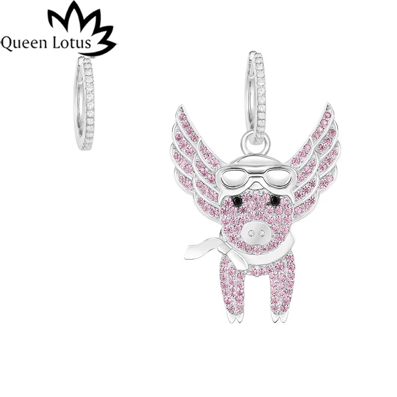 

Queen Lotus New Statement Earrings Women Fashion Animal Drop Earrings Jewelry Dangle Earrings AAA Zircon Asymmetry