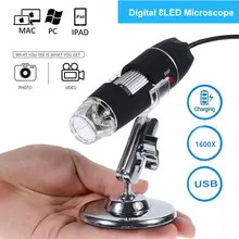 1600X цифровой 8-светодиодный usb-микроскоп стерео эндоскоп Камера Microscopio W/стенд 1,3 м HD CMOS Сенсор электронный микроскоп