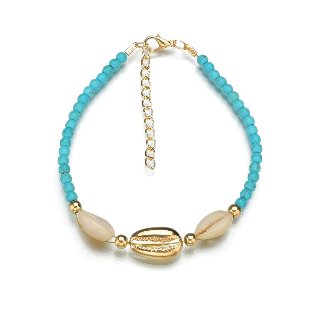 

new bohemian beach hoilday women's gold natural shell beads bracelets foot bracelets shell necklace jewelry for women gift girl