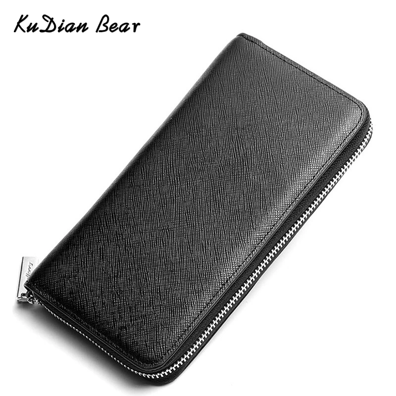 

KUDIAN BEAR Zipper Around Men Wallets Business Brand Card holder Coin Purse Men Long Wallet carteira masculina BID107 PM49