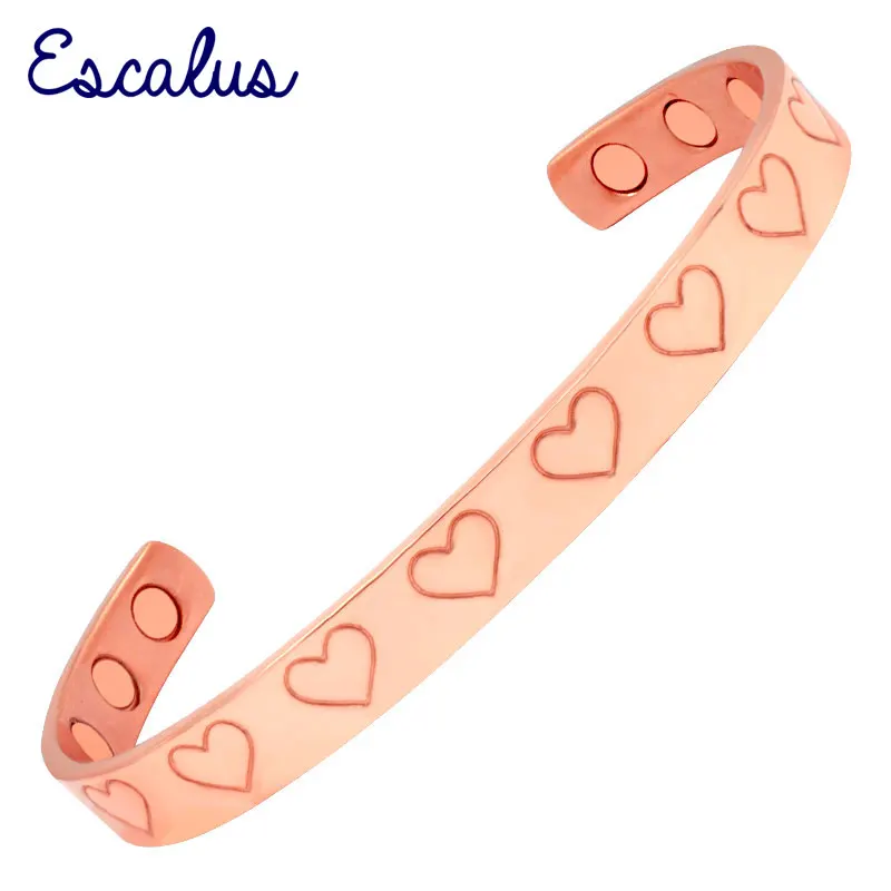 Escalus Новый 100% чистый магнитный медный сердечко для женщин браслет облегчения