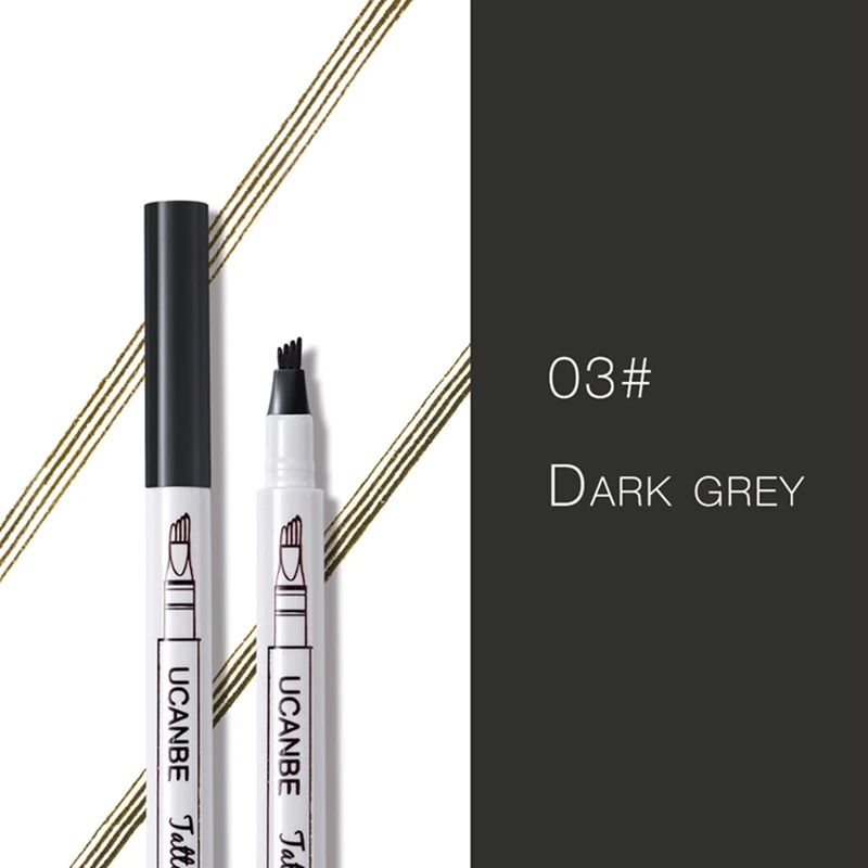 UCANBE, брендовый тонкий карандаш для бровей, макияж, водостойкий, долговечный, для тату, с защитой от пятен, пигментированная, для бровей, ручка, усилитель, косметика - Цвет: 03 Dark Grey