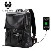 LIELANG Brand Backpack Men External USB Charge Antitheft School Bag PU Leather Travel Bag Casual Bagpack 15 Inch Laptop Rucksack
