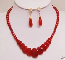 Ветер замечательное слово драгоценные камни красный камень Модный Ювелирный Комплект из сережек и ожерелья AAA стиль женские ювелирные изделия серебро