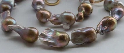 

Miss charm Jew1891 18" Genuine Natural 26mm Purple Baroque Reborn Keshi Pearl Necklace 14k (A0513)