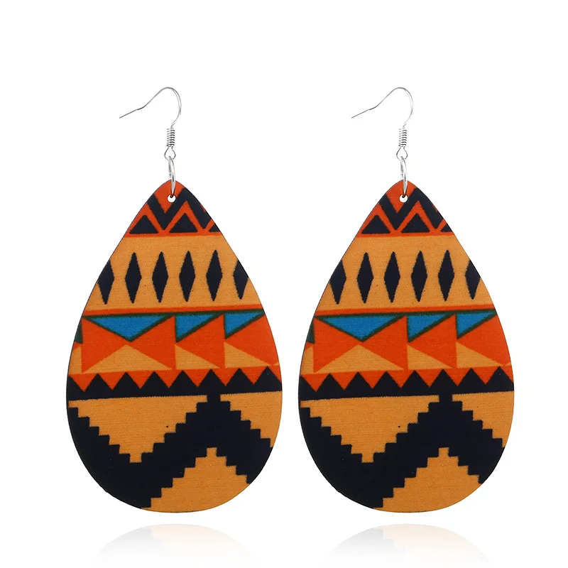 

New Vintage Natural Wooden Dangle Earrings For Women Simple Water Drop Statement Hanging Earrings Lady Jewelry Gift
