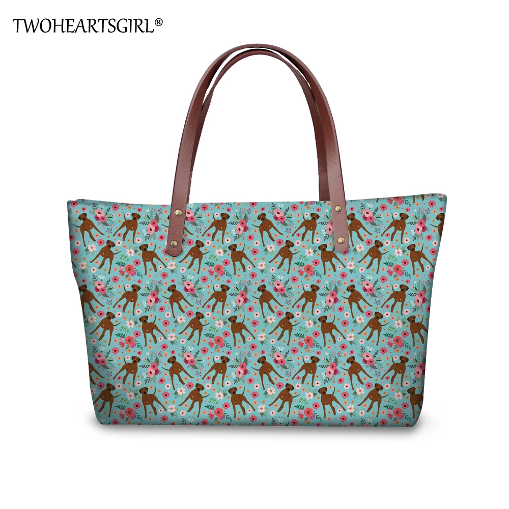 

TWOHEARTSGIRL Rhodesian Ridgeback Pattern Tote Handbag for Women Handle Handbag Shoulder Bag Brand Design Ladies Messenger Bag