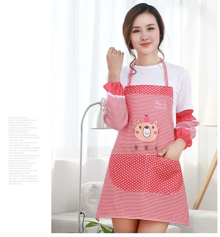 1SET Women Restaurant Home Kitchen apron cartoon Printed Cooking Apron