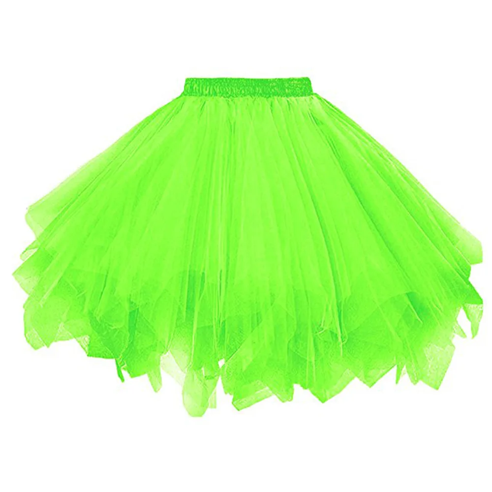 Fluorescence green Женская короткая юбка-пачка из тюля винтажная нижняя юбка. Кринолины 1" юбка мини-балета пузыря пушистая нижняя юбка 16 цветов - Цвет: Fluorescence green