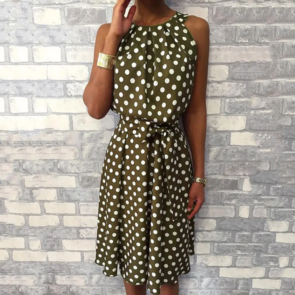 

Halter Asymmetrical Ruffles Tank Polka Dot Dress Women Sexy Off Shoulder Summer Dress 2019 Bohemian Beach Dress Ladies Sundress