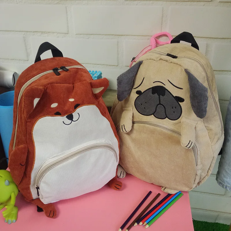 Cute Animal Pattern Dog Cat Backpack Women Preppy Style School