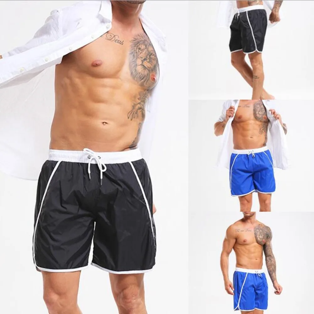 

Men Beach Swimwear Solid Swimming Pants For Men Nylon Quick Dry Beach Surfing Running Swimming Shorts W0321