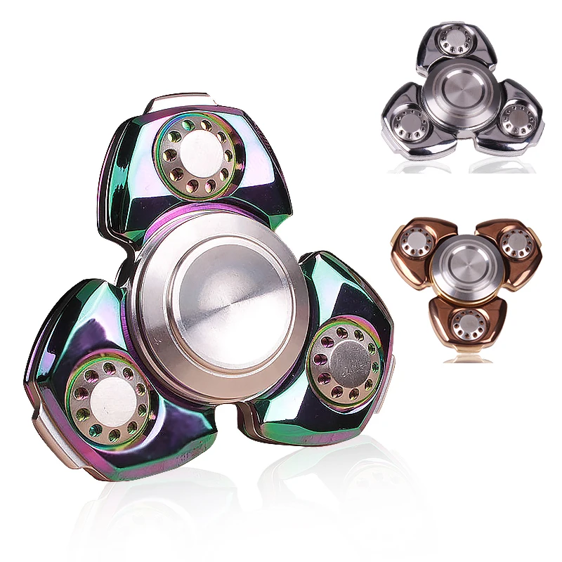 Metal Two Spinner Fidget Toy Stainless Steel EDC Bearings Rotation Time