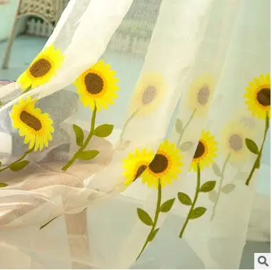Высококачественные занавески с вышивкой в виде подсолнуха подходят для