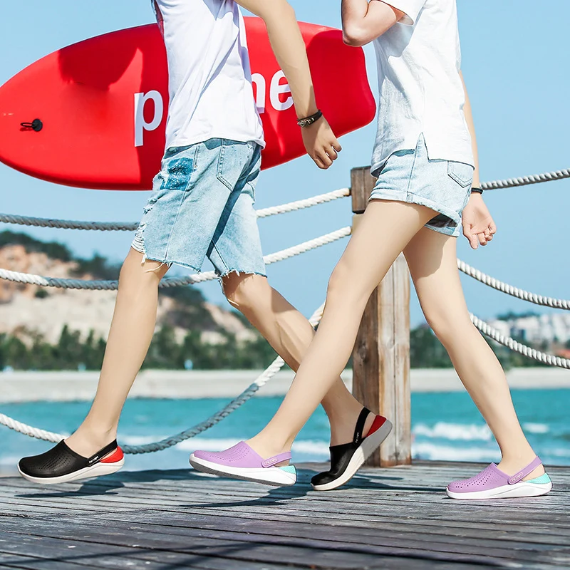 UPUPER Summer Couple Sandals Men EVA Jelly Shoes Breathable Slippers Candy Colors Flat Beach Shoes For Vacation Unisex