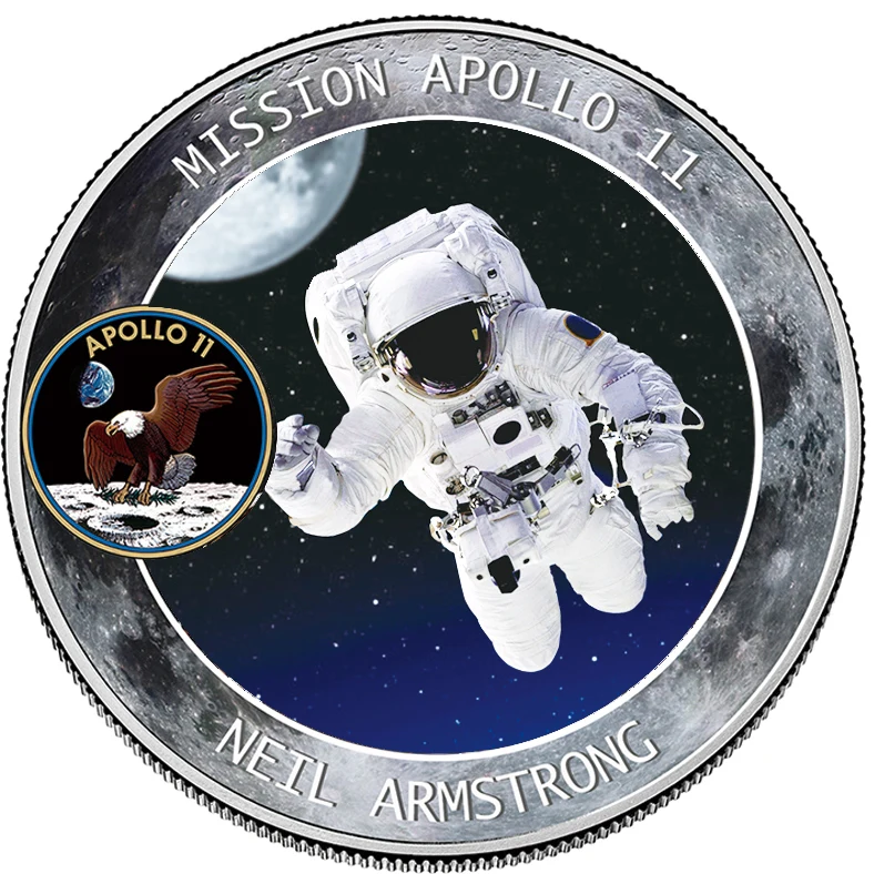 Аполлон 50-летия памятная монета космонавты США на Луне следа коллекционные монеты Li
