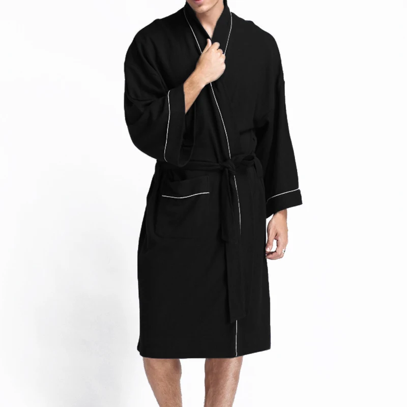Летний парный вафельный Трикотажный Хлопковый халат для мужчин и женщин большой