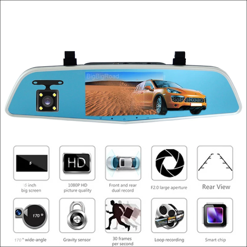 BigBigRoad For lifan 320 520 620 720 X60 x50 Car DVR Rearview Mirror Video Recorder Dual Camera Car Black Box 5 inch IPS Screen BigBigRoad For lifan 320 520 620 720 X60 x50 Car DVR Rearview Mirror Video Recorder Dual Camera Car Black Box 5 inch IPS Screen