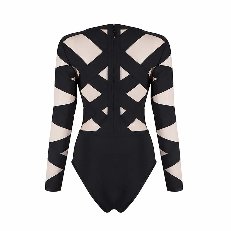 Mesh Long Sleeve Patchwork 2017 Women's New Arrival Sexy Rayon Bodycon ...