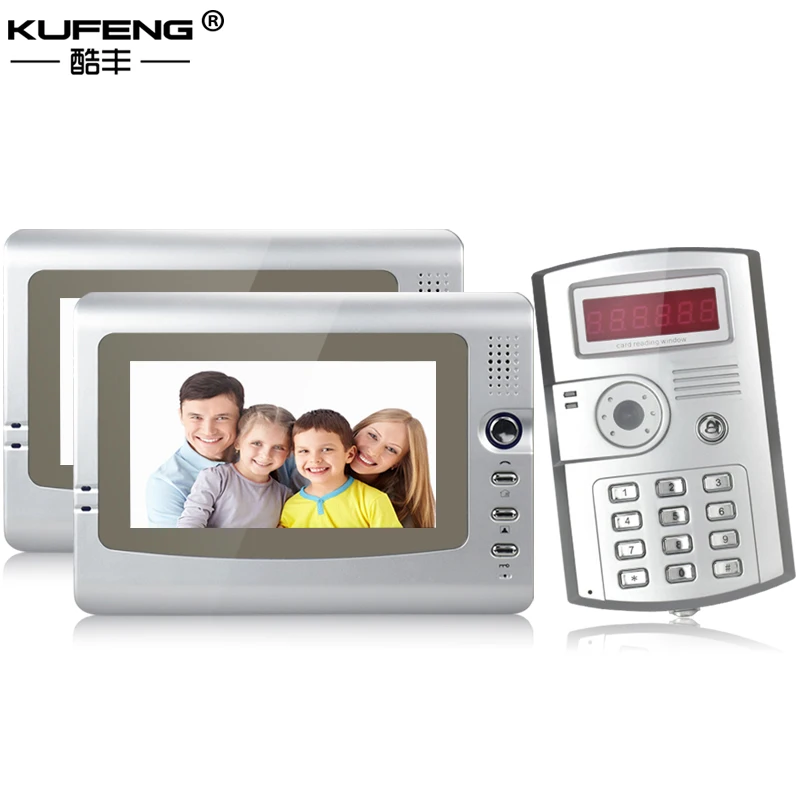 

2017 Free Shipping New 7 Inch Color Wired Video Doorbell Intercom Doorphone Home Security Camera Inductive Card Unlock 1v2