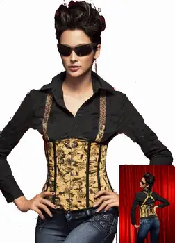 

Sexy Boned Corset Black And Yellow Printed Underbust Boned Corset 3S3016 Waist Shaper Corset Slim