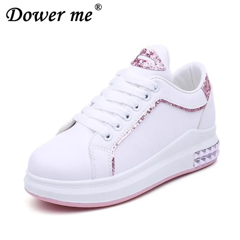 

2018 New fashion Spring Summer With White Shoes Women Flats Leather Casual Shoes Female White Board Shoes Casual Shoes Lady